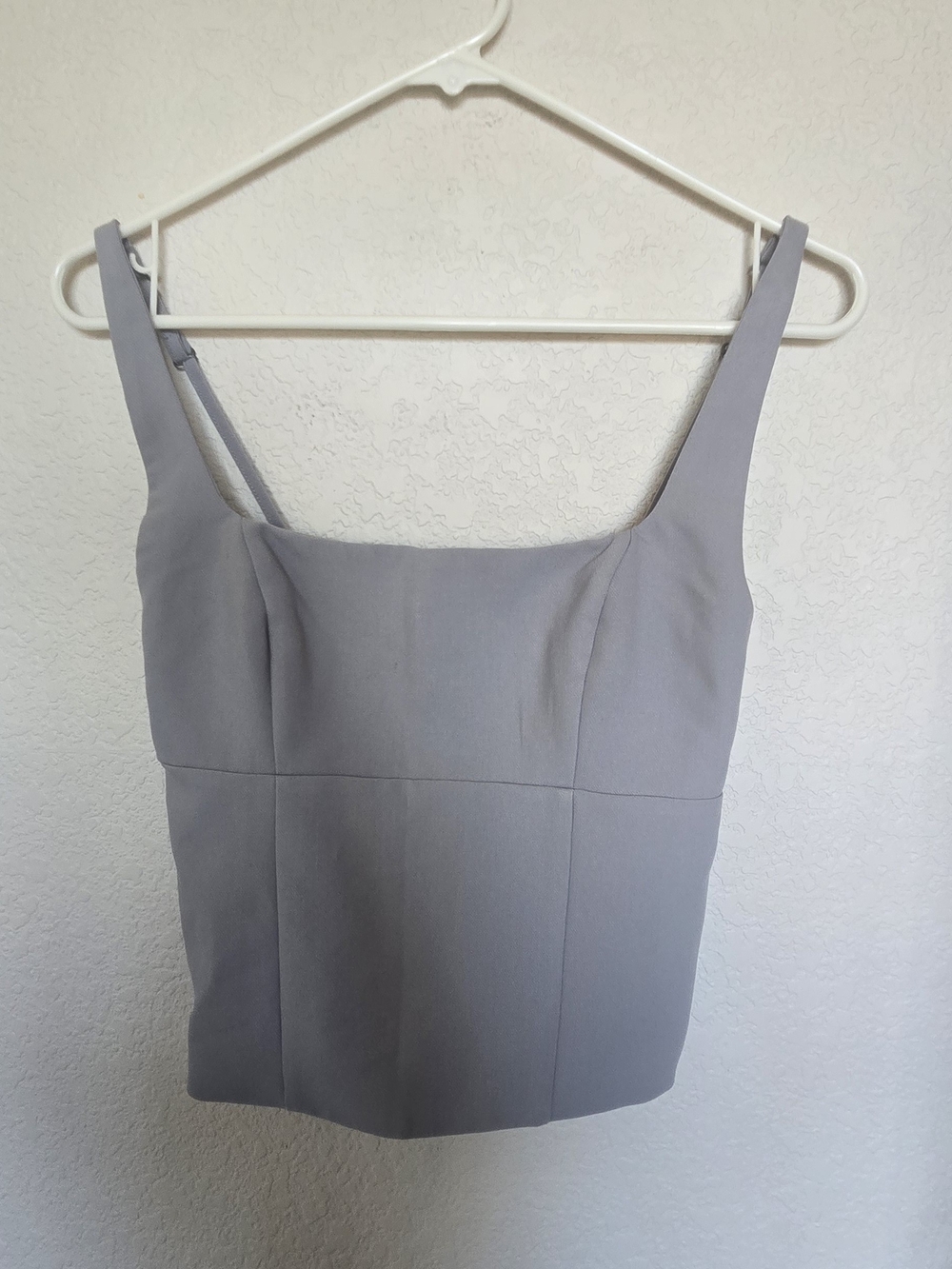 Abercrombie & Fitch Light Gray Smocked-Panel Crop Tank